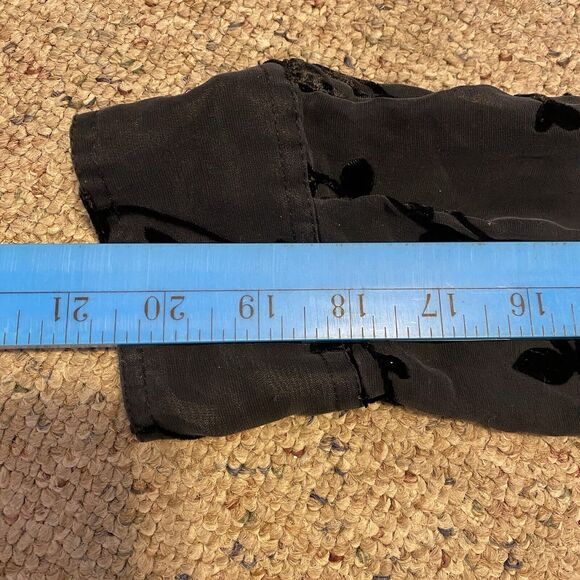 Express Burnout Velvet SilkRayon ButtonShirt Women 5/6 BlackSheer Whimsigoth Y2K - Picture 4 of 11